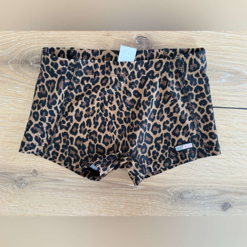 Crazy Pants Leopard Print Kids Spandex Shorts